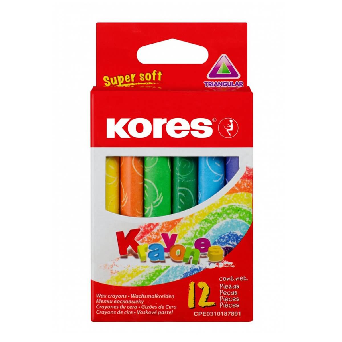 Creioane cerate Kores, diametru 10 mm, 12 bucati/set Creioane cerate Kores, diametru 10 mm, 12 bucati/set